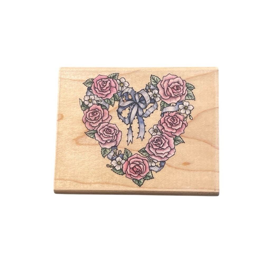 Romantic Wreath Wood Rubber Stamp Rubber Stampede A809E